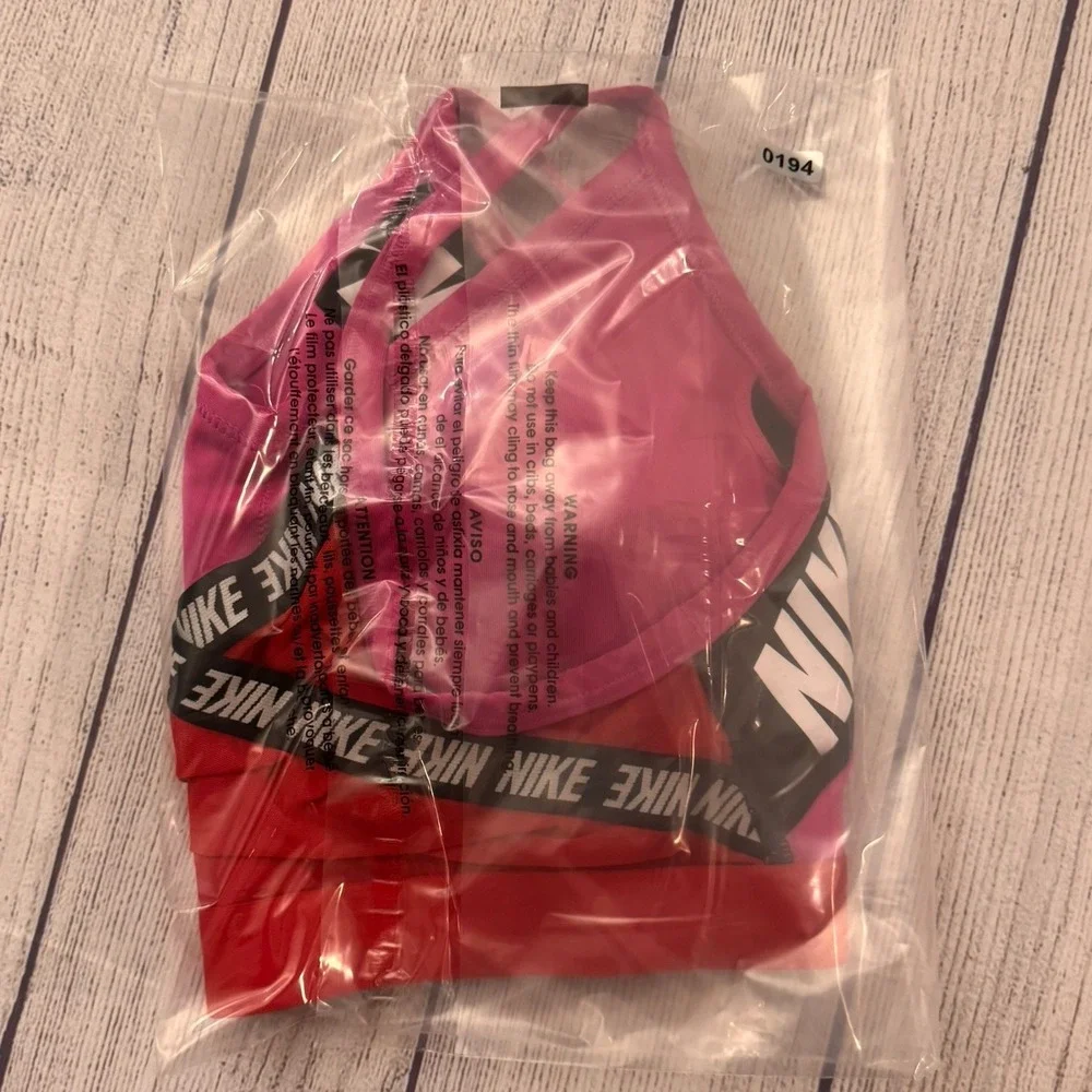 Nike Indy Women's Sports Bra Large Pink Red Black Logo Light Support Padded